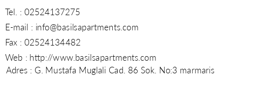 Basil's Apart Hotel telefon numaralar, faks, e-mail, posta adresi ve iletiim bilgileri